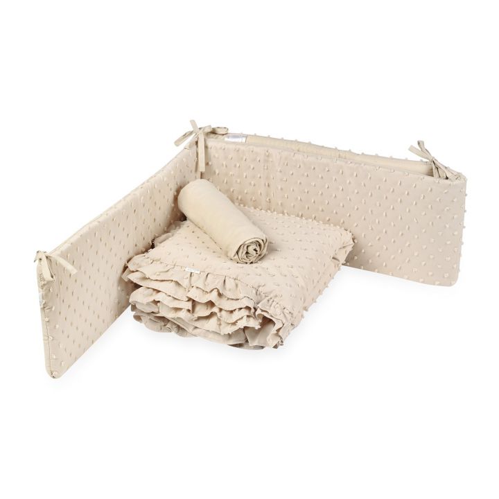 סט מצעים לעריסה חלק נקודות