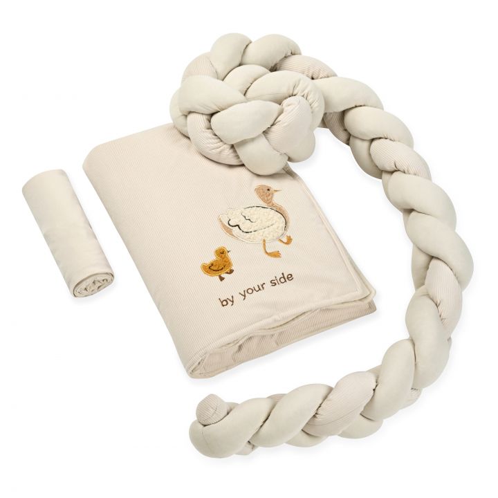 סט מצעים לעריסה עם נחשוש קלוע קורדורוי Little chick