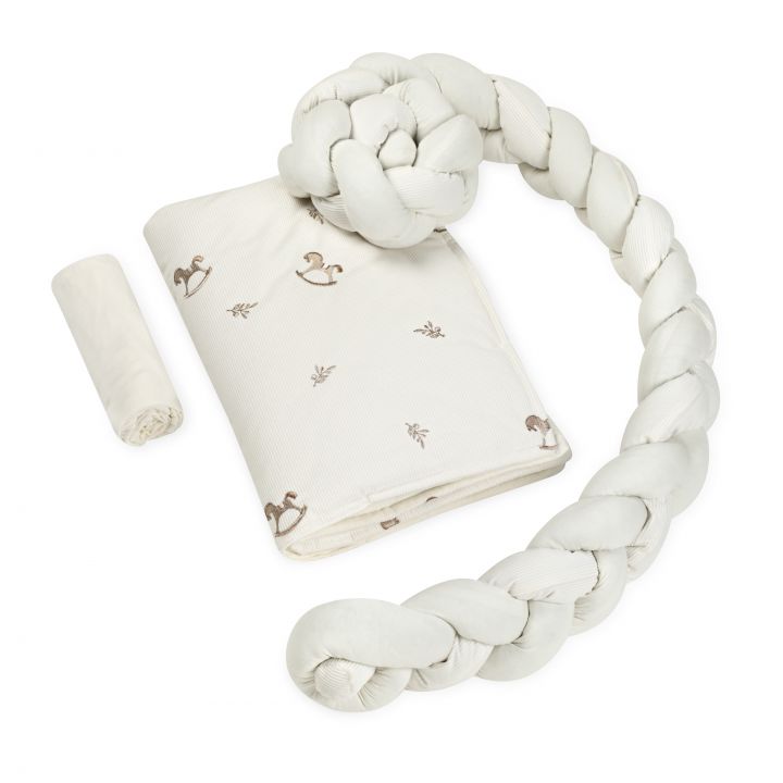 סט מצעים לעריסה עם נחשוש קלוע קורדורוי Rocking horse