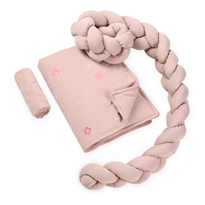 סט מצעים לעריסה עם נחשוש קלוע קורדורוי Butterfly