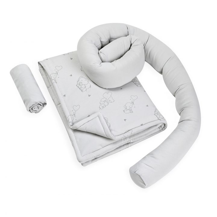 סט מצעים לעריסה עם כרית נחשוש Elephant