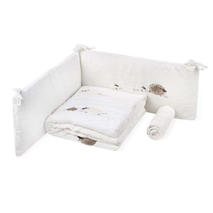 סט מצעים למיטת מטר כבשים לבן