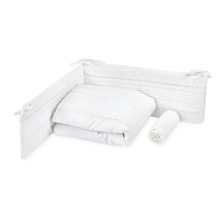 סט למיטת מטר תחרה לבנה