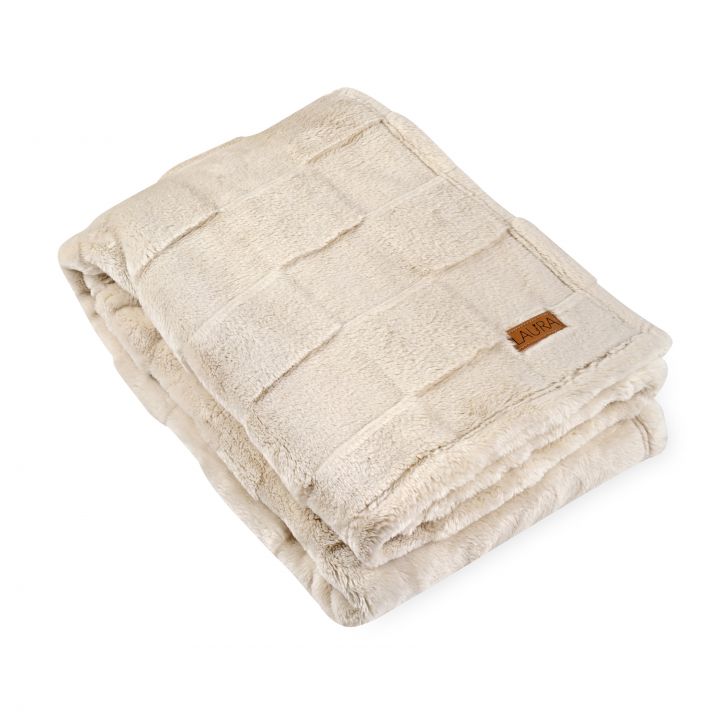 שמיכת פלנל mountain משובצת  בז’ 75/100 ס”מ