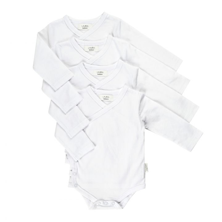 מארז רבעיית בגדי גוף לבן NB פלנל
