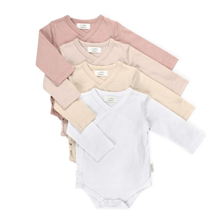 מארז רבעיית בגדי גוף בנות 0-3 פלנל