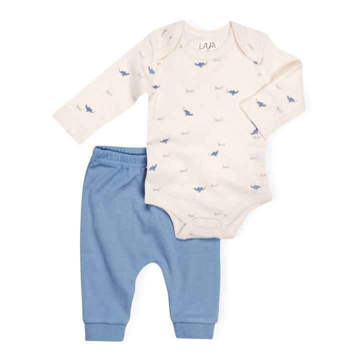 מארז בגד גוף ורגלית פתוחה דולפין 0-3