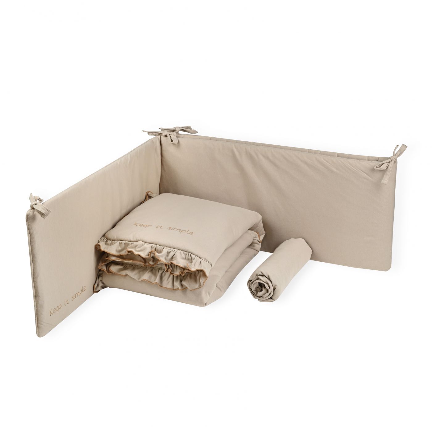 סט מצעים למיטת תינוק SIMPLE בז’