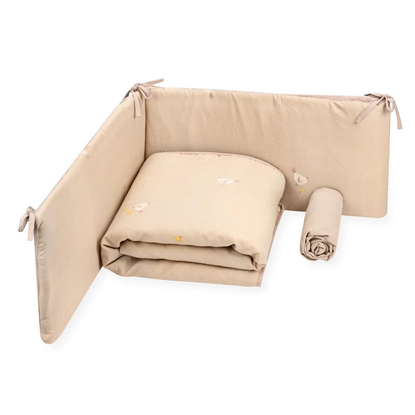 סט מצעים למיטת תינוק אפרוחים מודפס