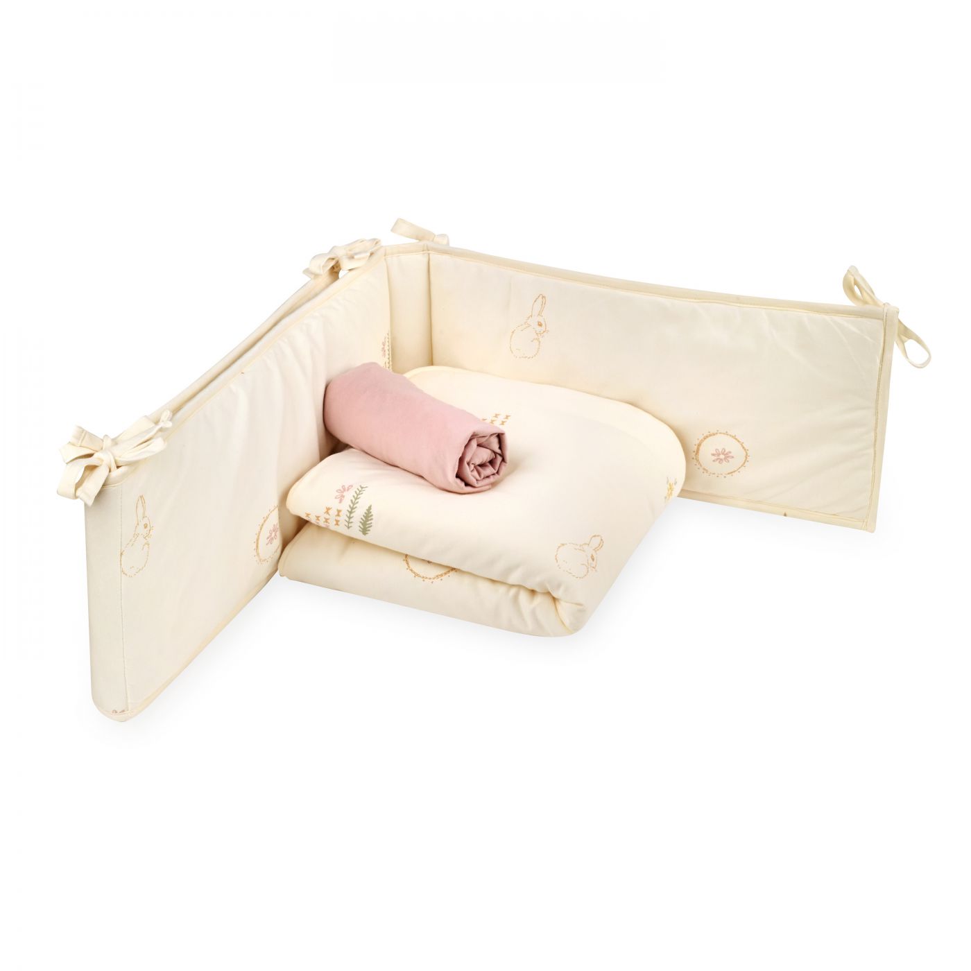 סט מצעים למיטת תינוק מודפס ארנב