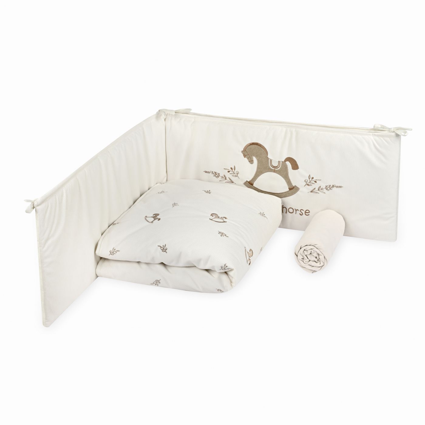 סט מצעים למיטת תינוק קורדורוי Rocking horse