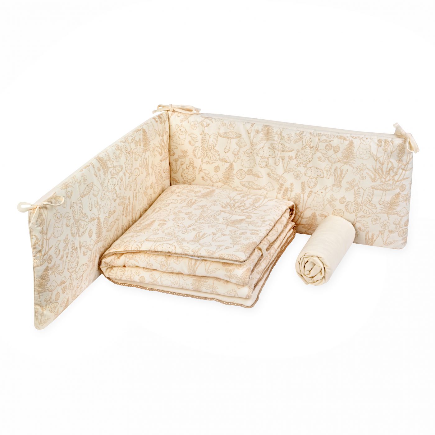 סט מצעים למיטת תינוק מאזלין ארנב בז’