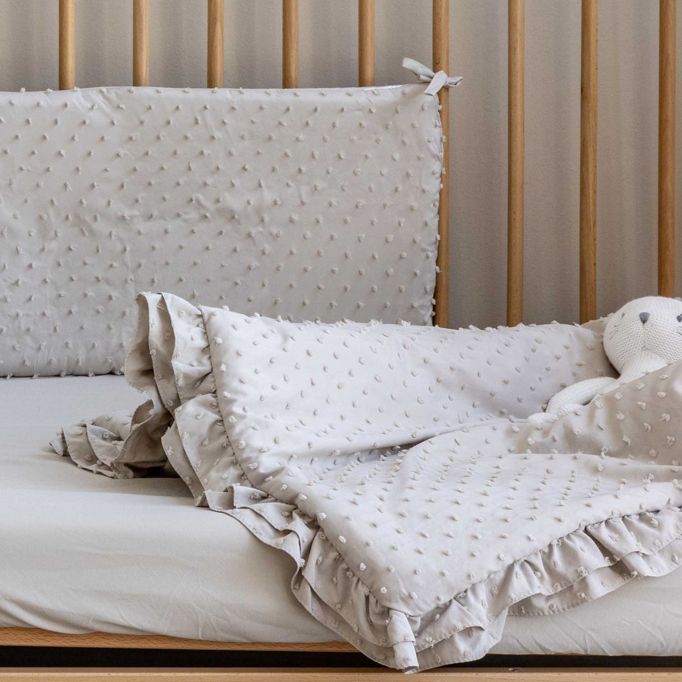 סט מצעים לעריסה חלק נקודות