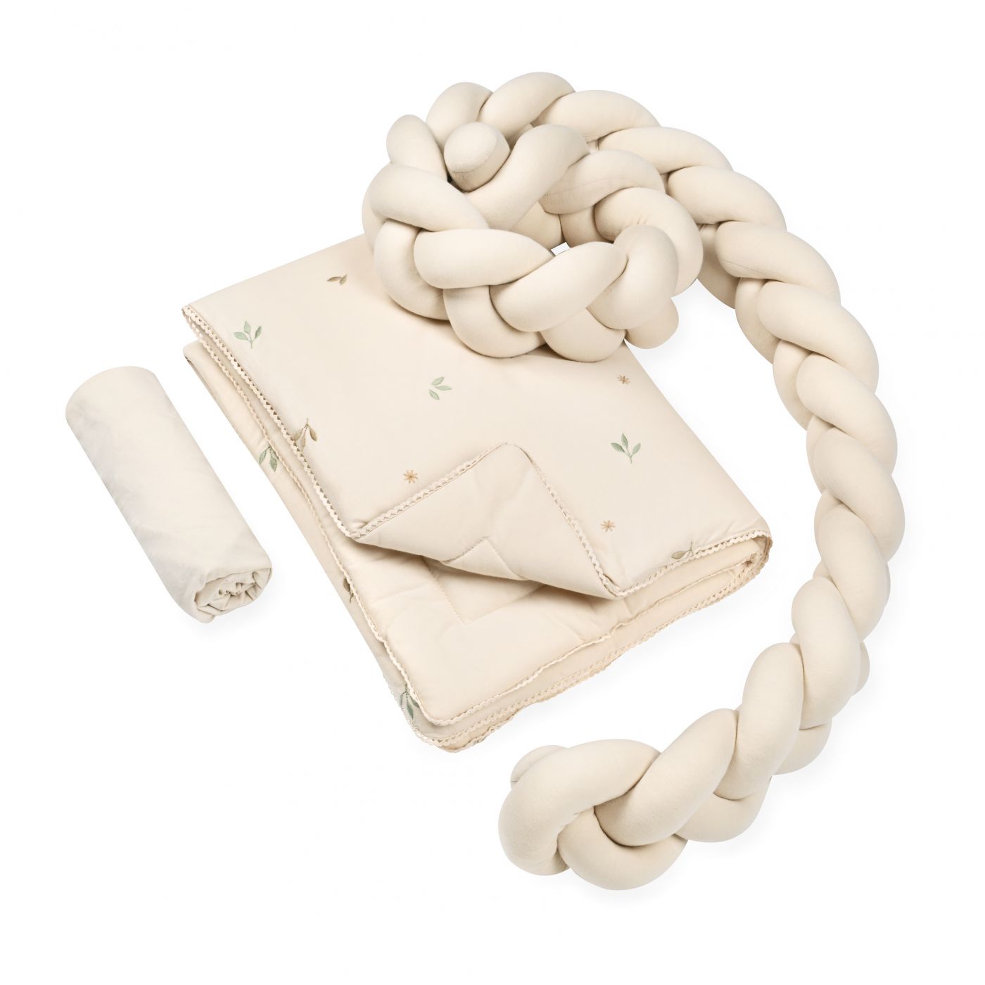 סט עריסה עם כרית נחשוש קלועה leaf EMB