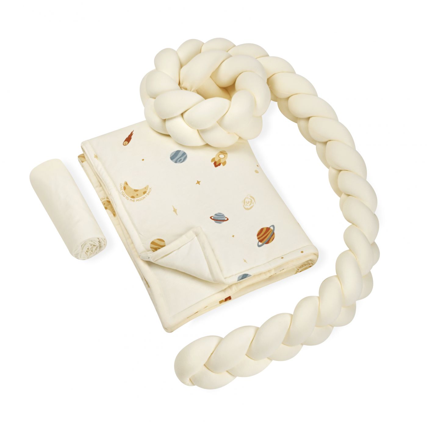 סט עריסה עם כרית נחשוש קלועה Space