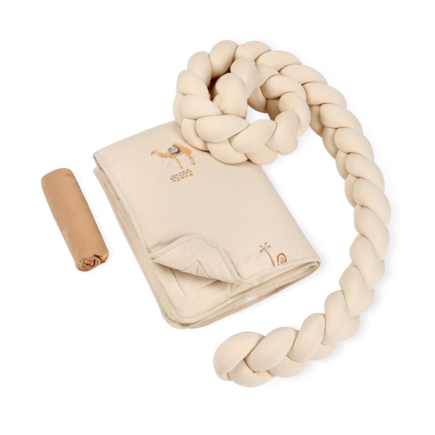 סט עריסה עם כרית נחשוש קלועה מודפס גמל