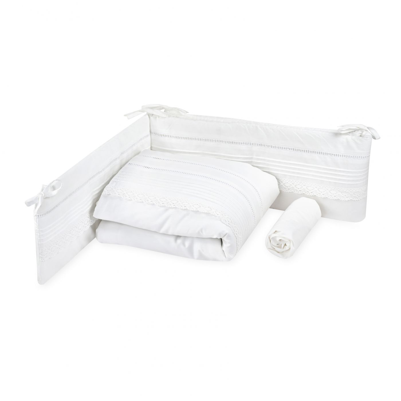 סט למיטת מטר תחרה לבנה