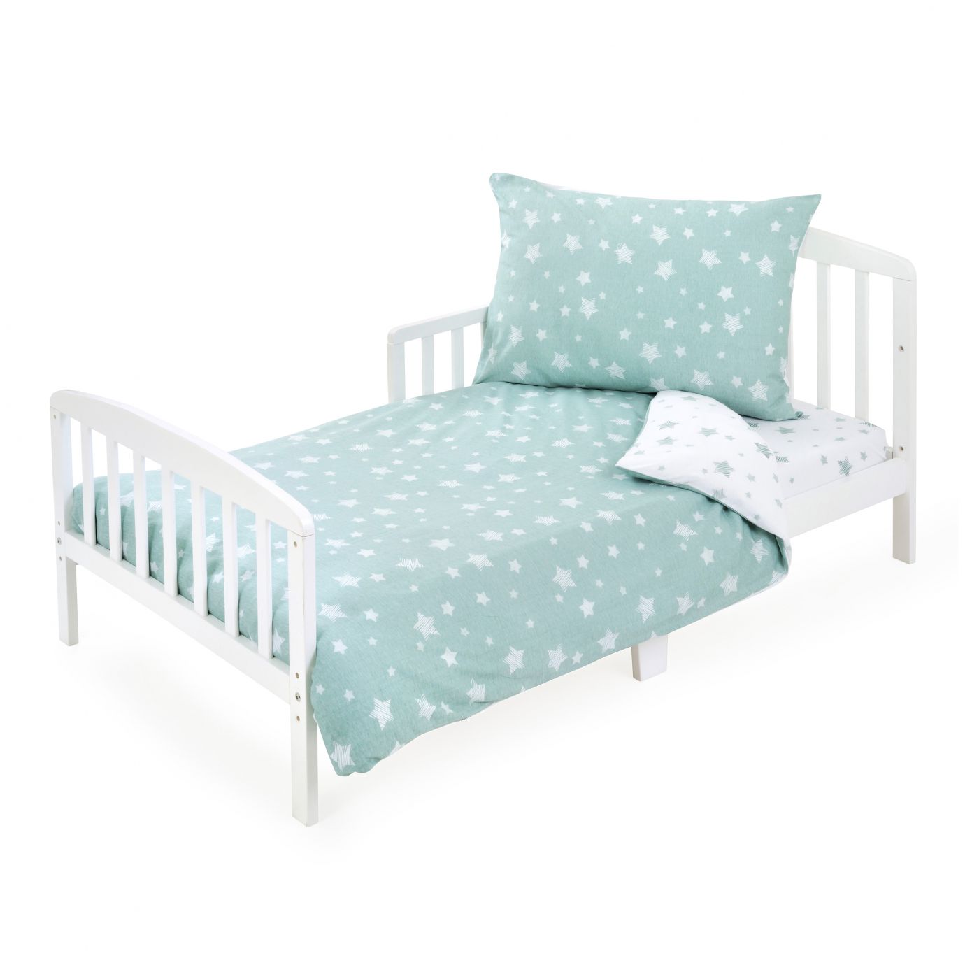 סט מצעים למיטת מעבר טריקו כוכבים ירוק