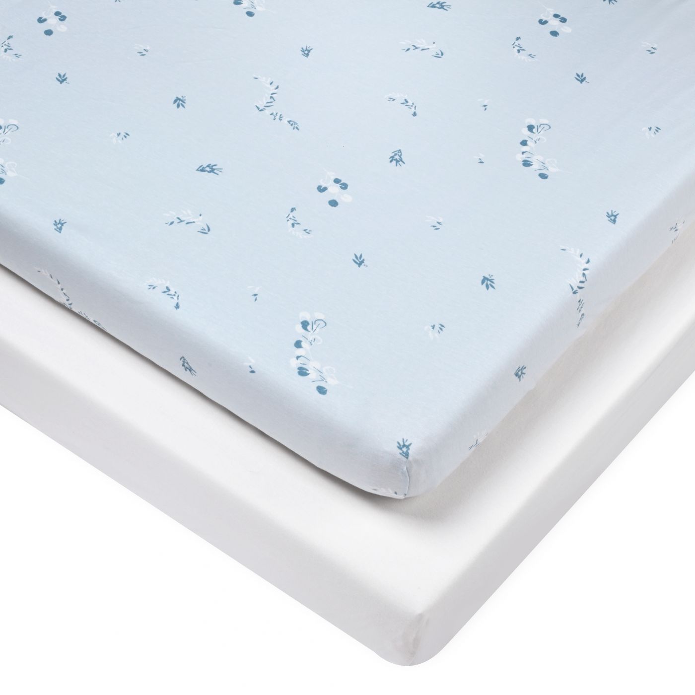 זוג סדינים למיטה עלים כחולים