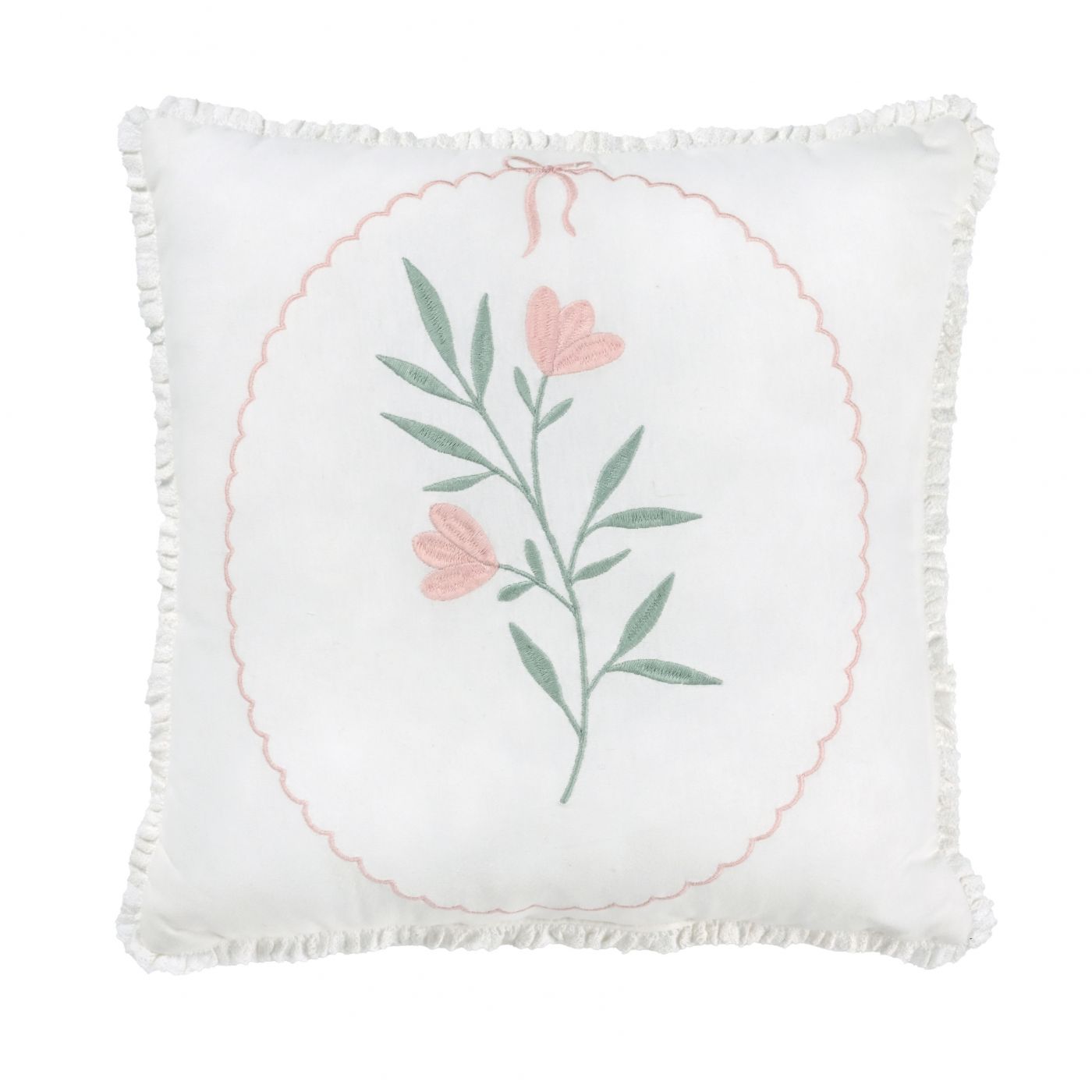 כרית נוי פרחים רקומים 34/34 ס”מ