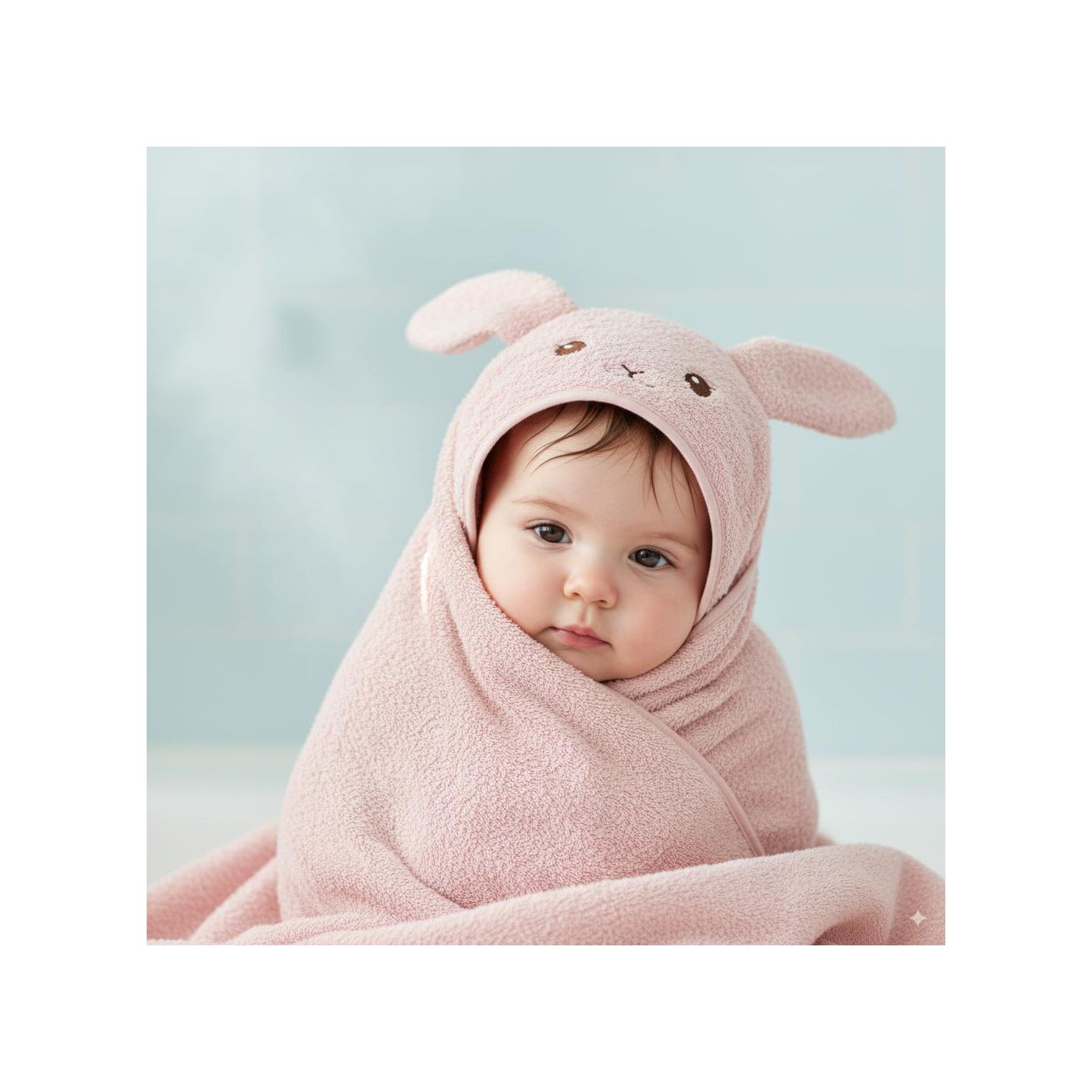 מגבת כובע וקשירה ארנב ורוד