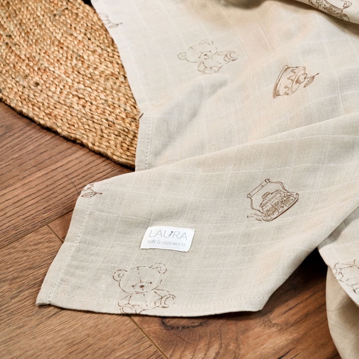 חיתול במבוק מודפס 100*125 ס”מ Teddy bear