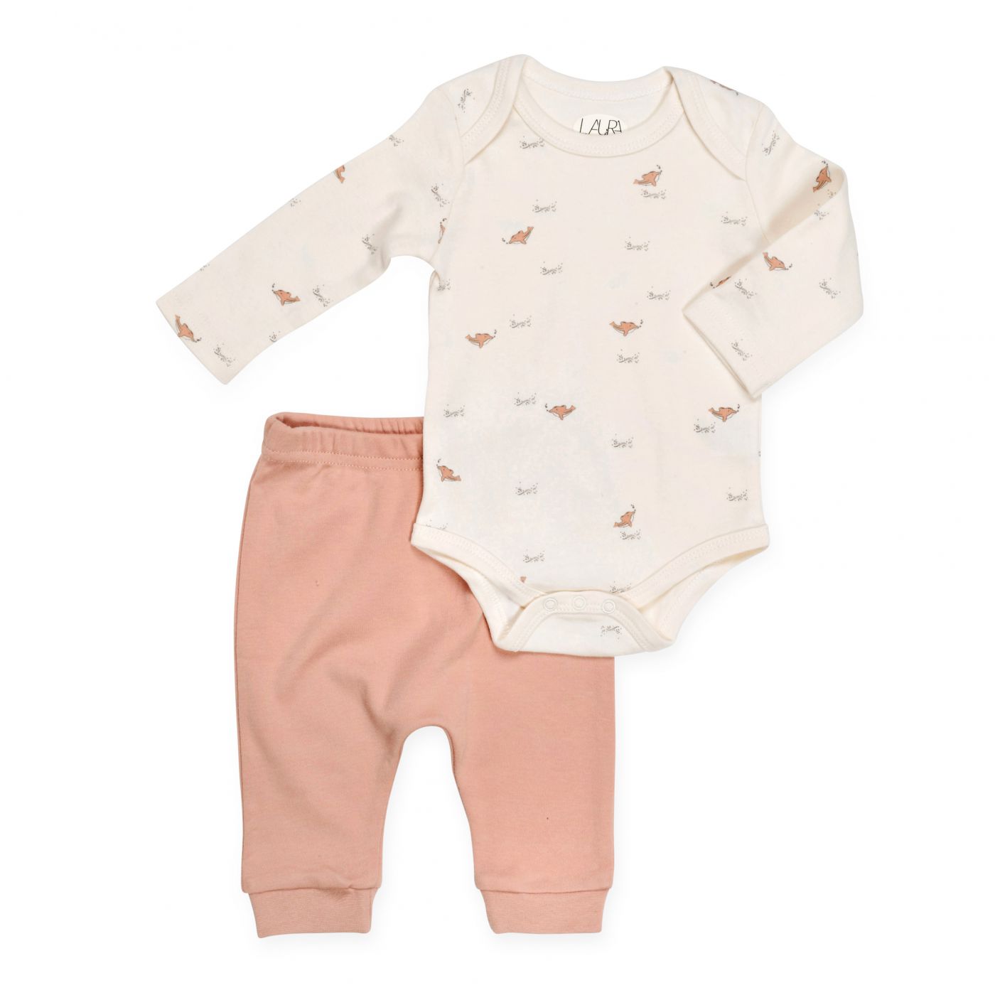 מארז בגד גוף ורגלית פתוחה דולפין 0-3