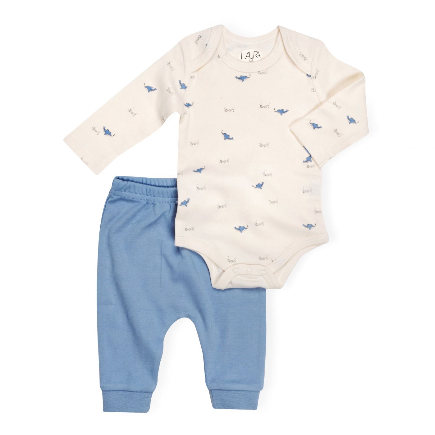 מארז בגד גוף ורגלית פתוחה דולפין 0-3